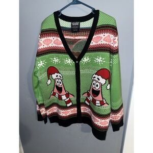 SpongeBob Squarepants Ugly Christmas Sweater Men XL Cardigan Holidays NWOT Party